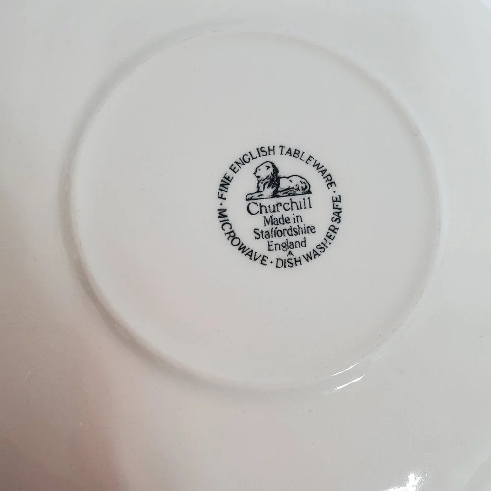 Churchill Soup Cup and Saucer Set Floral Cream Ceramic Excellent Made in England